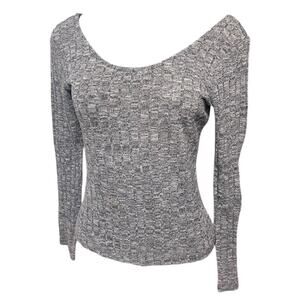 Medium Ultra Flirt Ribbed Fitted Womens Top Marled Purple Scoop Neck